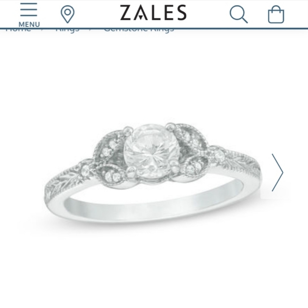 Zales 5.0mm White Sapphire Sterling Silver Ring
